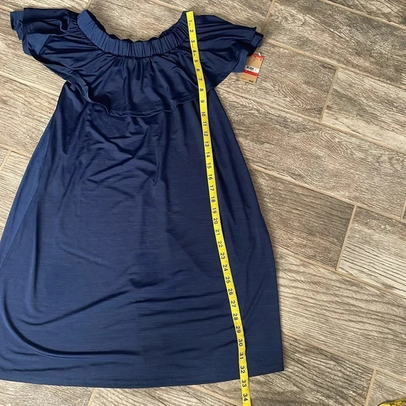 Rachel Roy Ruffled Shift Dress Off the shoulder Navy Women’s size XS NWT Stretch - Picture 11 of 13